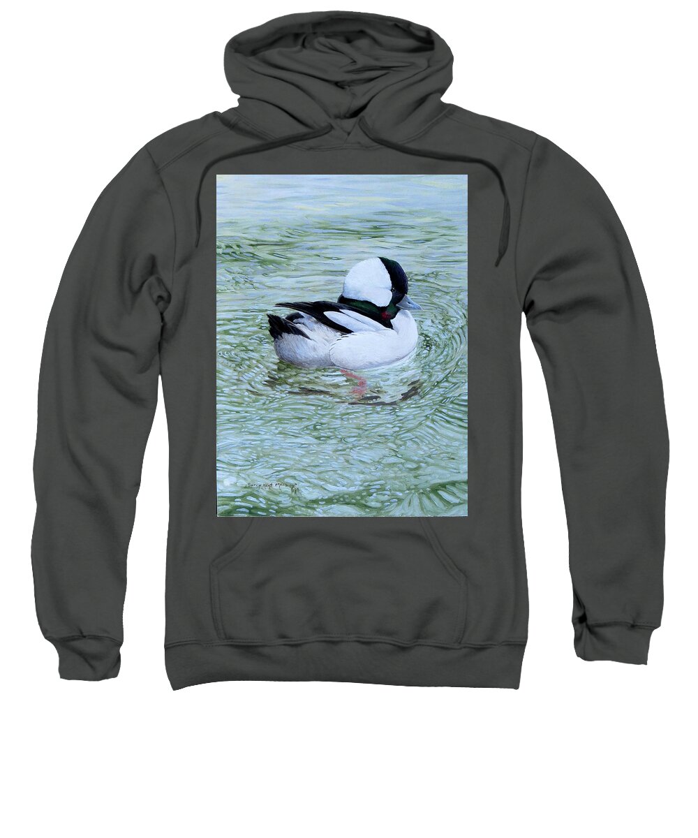 Bufflehead Sweatshirt featuring the painting Bufflehead by Barry Kent MacKay