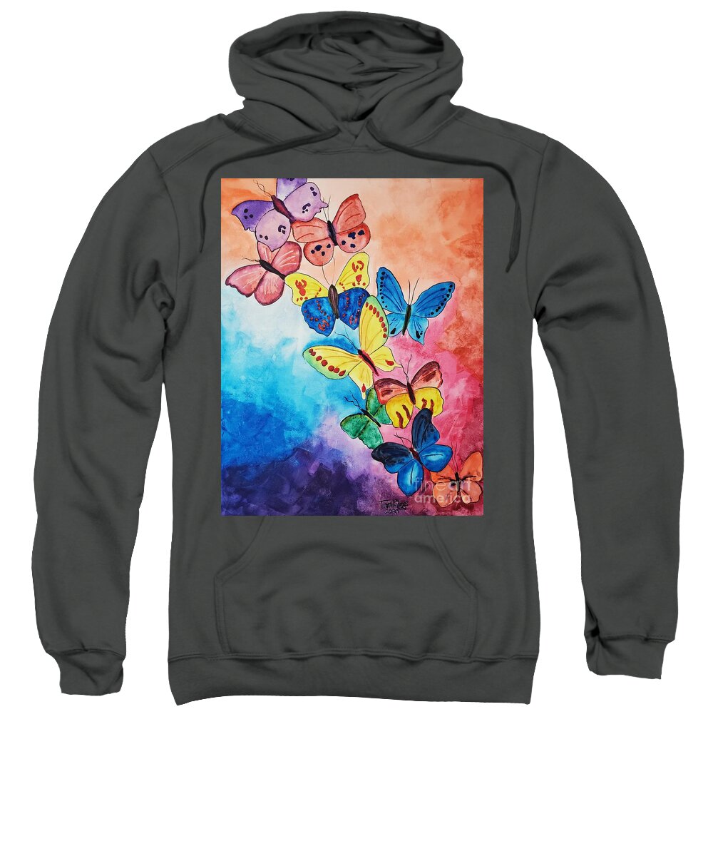 Butterfly Sweatshirt featuring the painting Butterflies Three by Tom Riggs