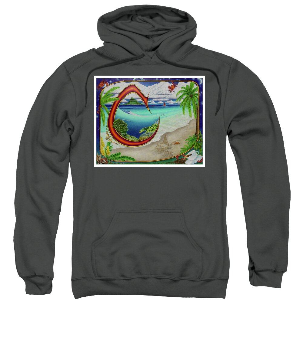 Kim Mcclinton Sweatshirt featuring the drawing C is for Coral by Kim McClinton