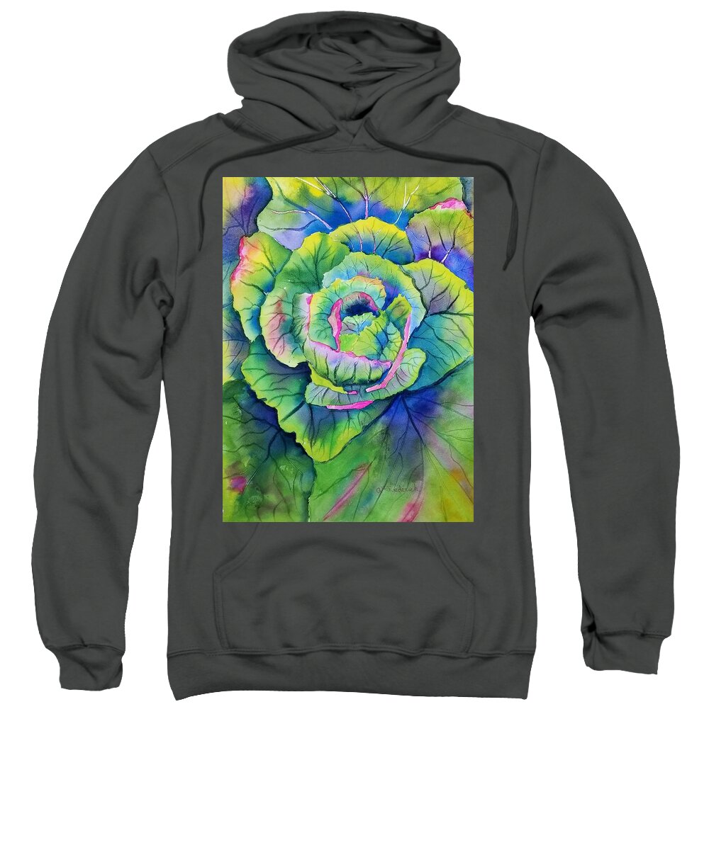 Cabbage Sweatshirt featuring the painting Cabbage Patch by Ann Frederick