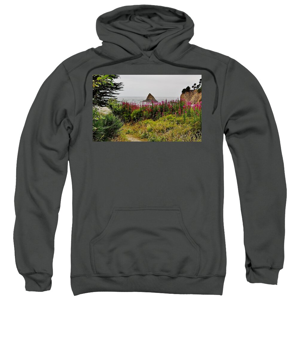 Cove Sweatshirt featuring the photograph California Wildflower-Framed Cove by Martha Sherman
