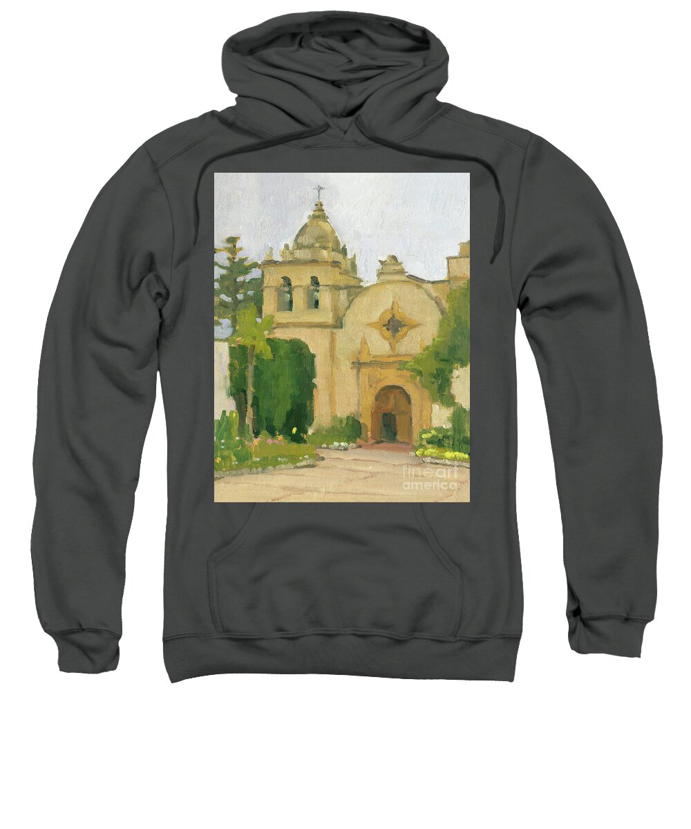 Carmel Mission Sweatshirt featuring the painting Carmel Mission Entrance - Carmel, California by Paul Strahm