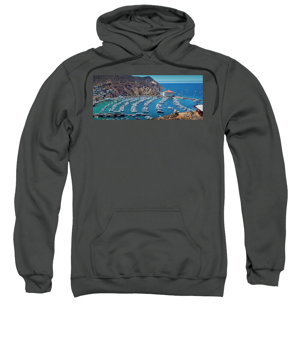 Catalina Island Sweatshirt featuring the photograph Catalina Island Avalon Panorama by David Zanzinger