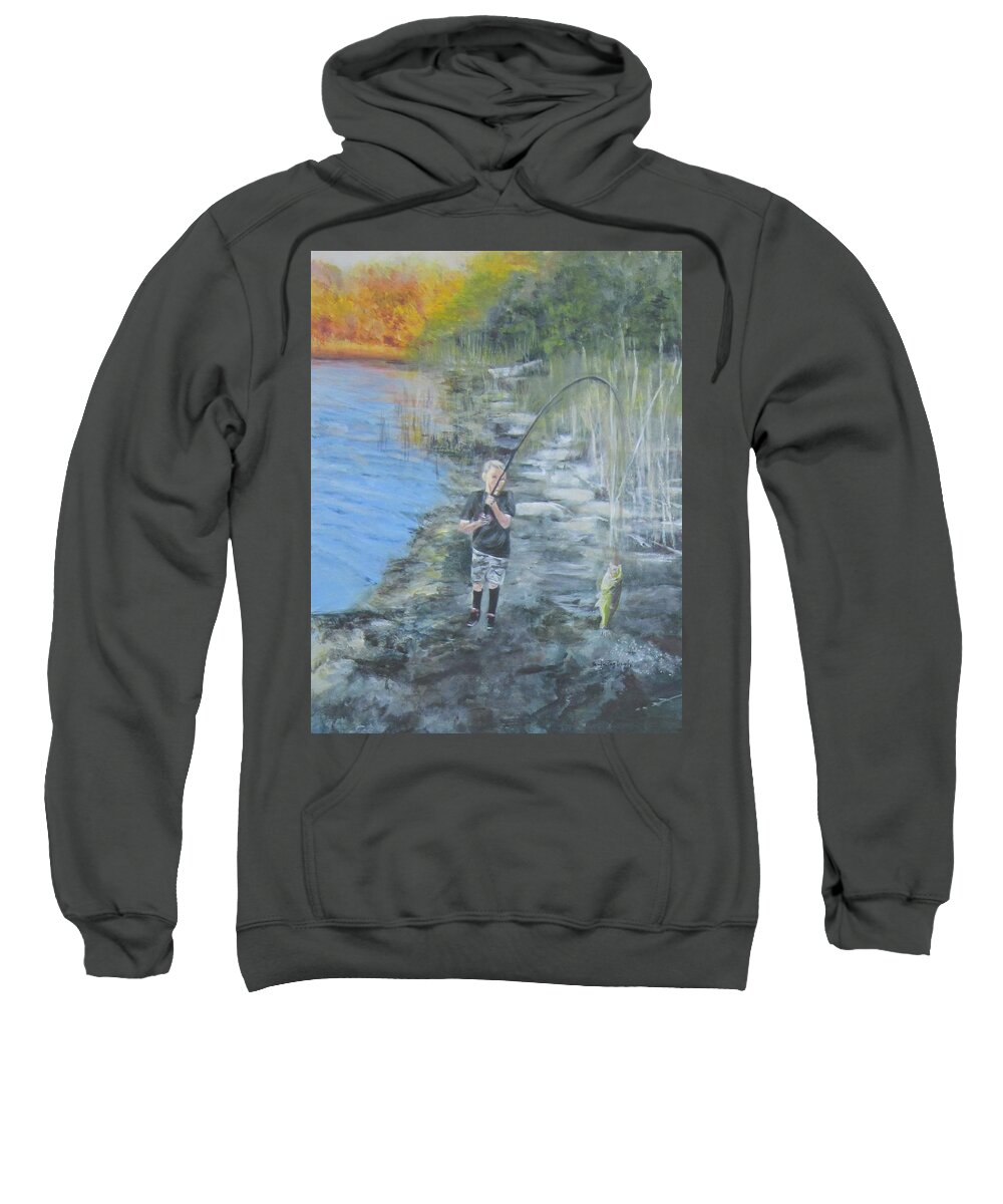 Painting Sweatshirt featuring the painting Catch of the Day by Paula Pagliughi