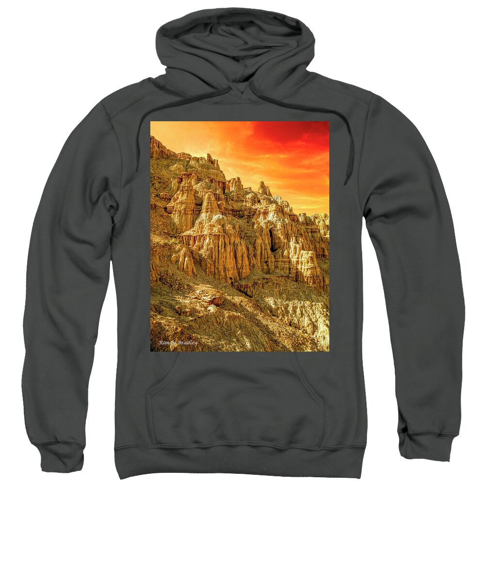 Usa Sweatshirt featuring the photograph Cathedral Gorge with Firey sunset by Randy Bradley
