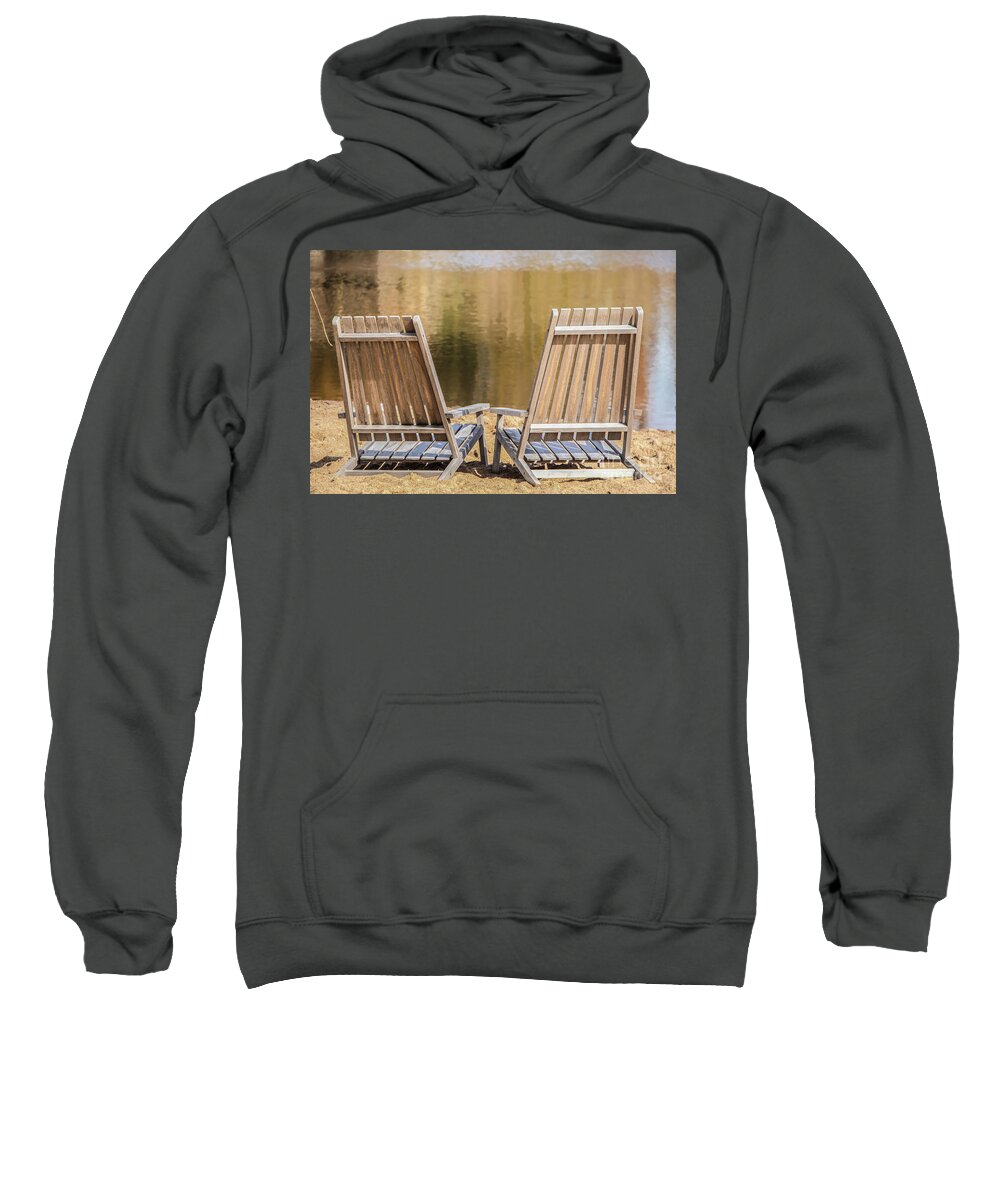 Water Sweatshirt featuring the photograph Chairs at the Beach by Susan Vineyard