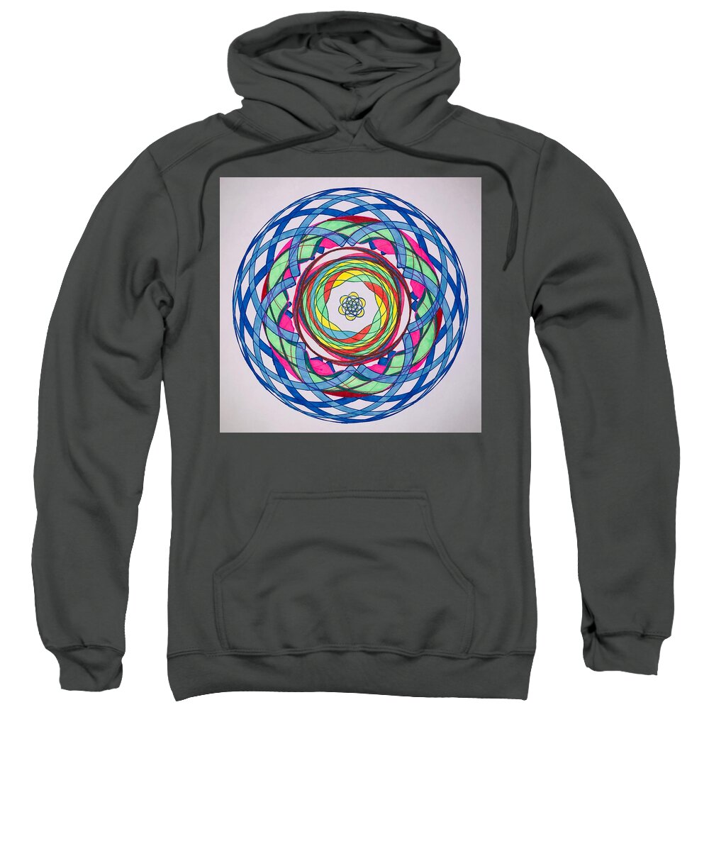 Blue Sweatshirt featuring the drawing Chakra Series #7 by Steve Sommers