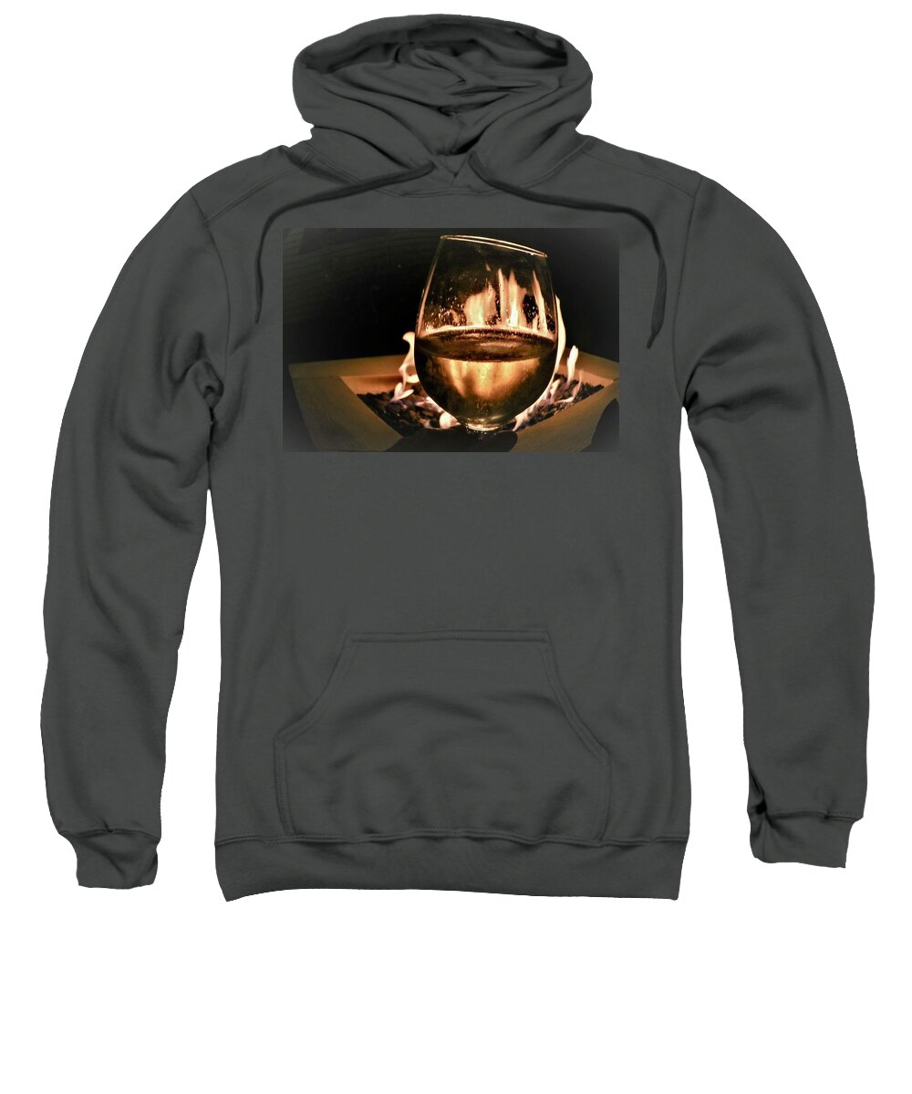Champagne Sweatshirt featuring the photograph Champagne By The Fire by William Rockwell