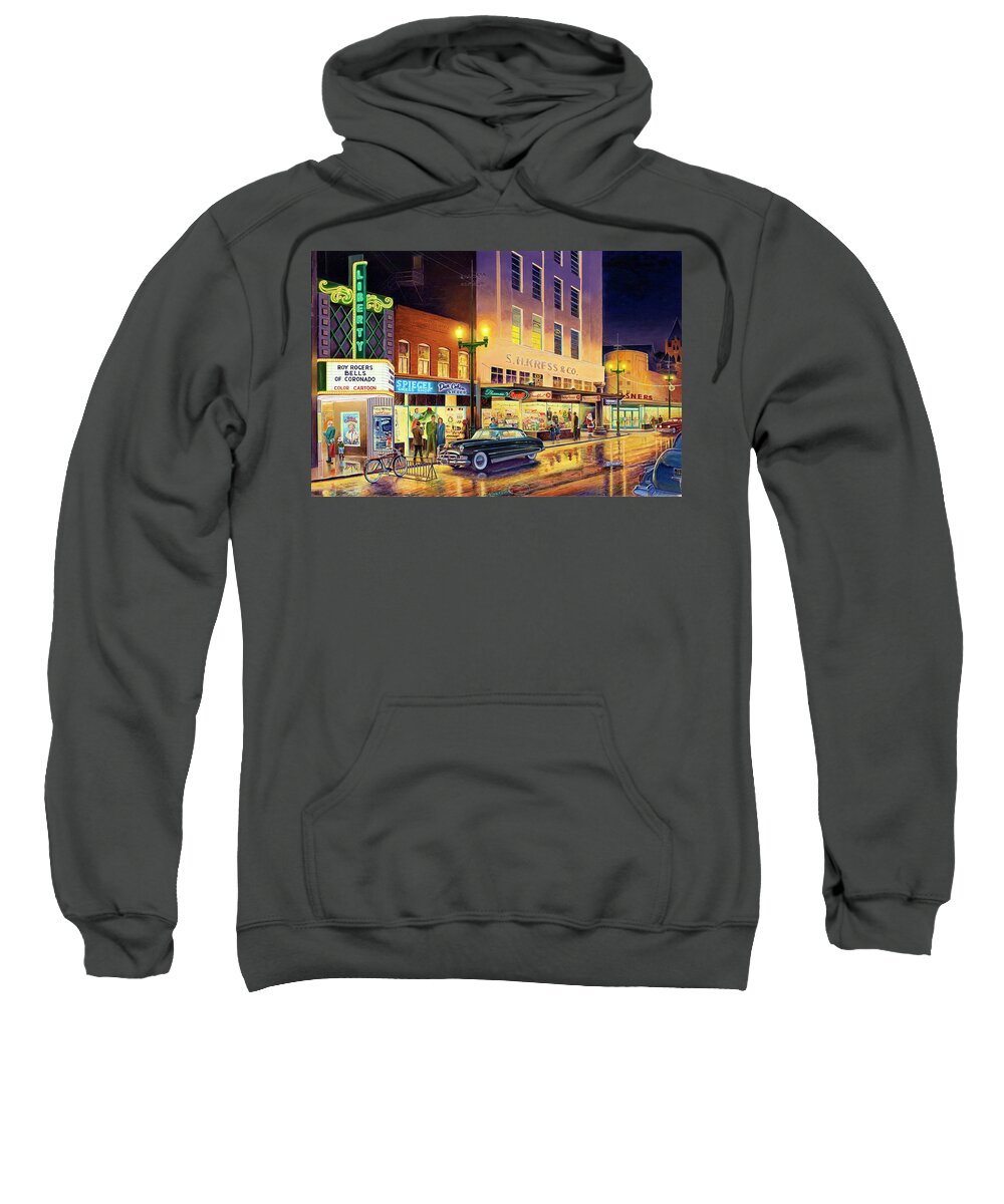 Beaumont Sweatshirt featuring the painting Christmas Corner by Randy Welborn