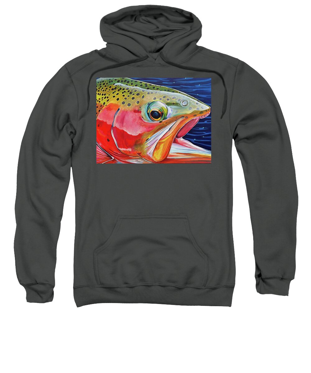 Trout Sweatshirt featuring the painting Chromatic Catch by Mark Ray
