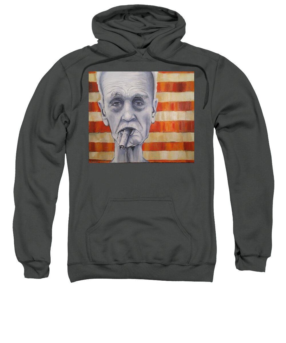 Man Sweatshirt featuring the painting Cigars and Stripes by Jean Cormier