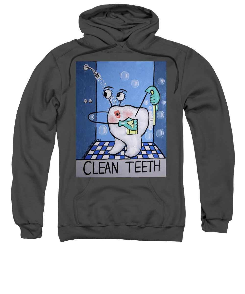 Dental Art Sweatshirt featuring the painting Clean Teeth by Anthony Falbo