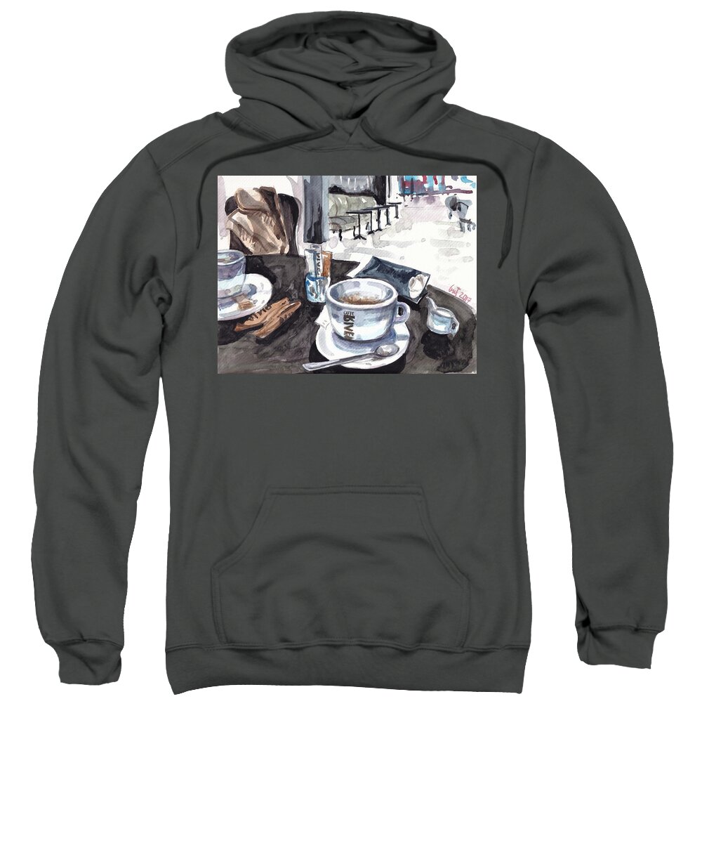 Coffee Sweatshirt featuring the painting Coffee Break by George Cret