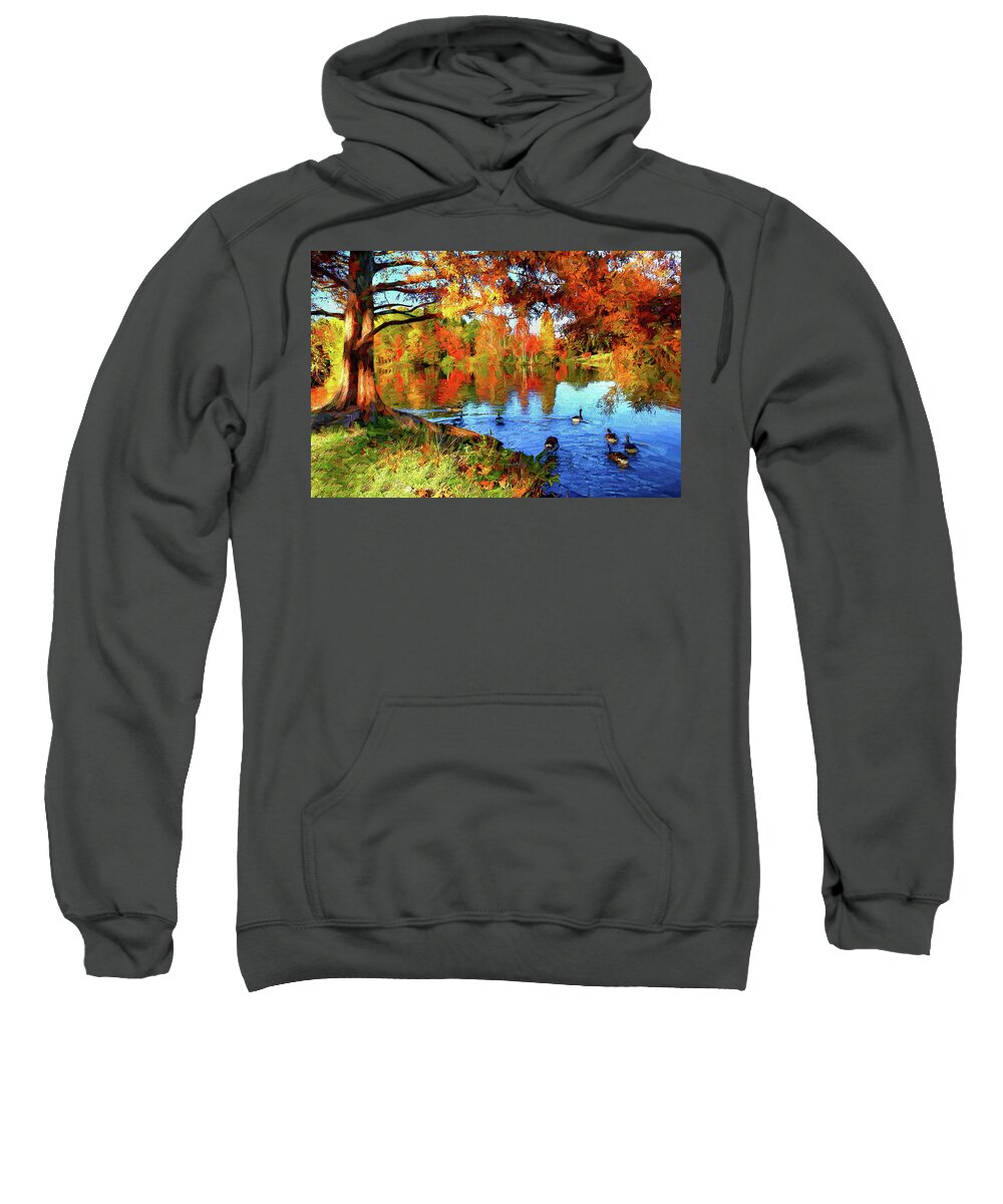 North Carolina Sweatshirt featuring the photograph Colorful Autumn on the Lake ap by Dan Carmichael