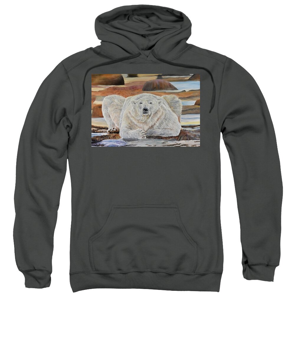 Polar Bear Sweatshirt featuring the painting Come Closer by Marilyn McNish