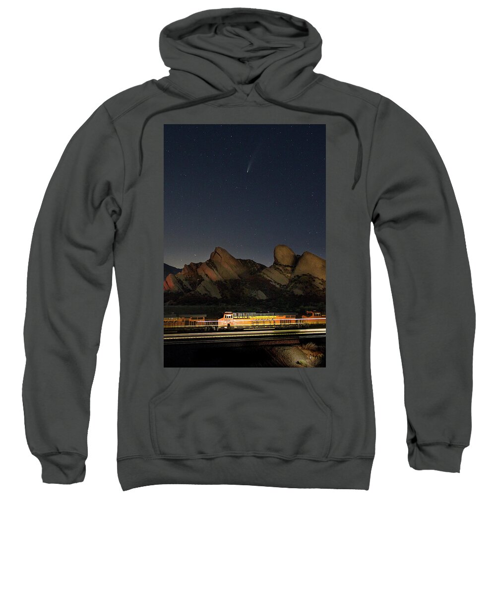 Bnsf Sweatshirt featuring the photograph Comet NEOWISE at Mormon Rocks by Joseph Philipson