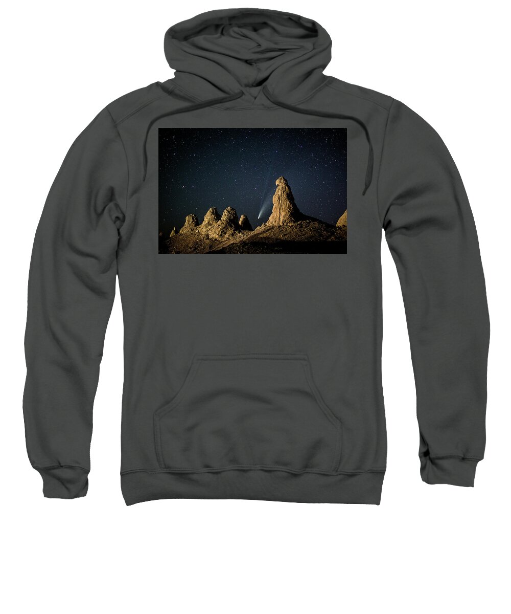California Sweatshirt featuring the photograph Comet NEOWISE at Trona Pinnacles by Joseph Philipson