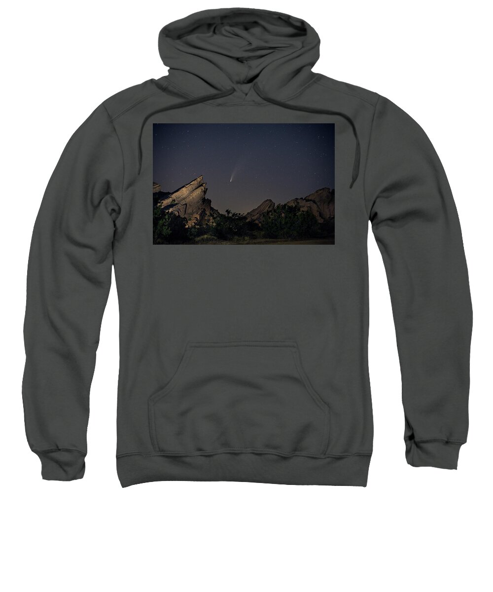 Mojave National Preserve Sweatshirt featuring the photograph Comet NEOWISE at Vasquez Rocks by Joseph Philipson