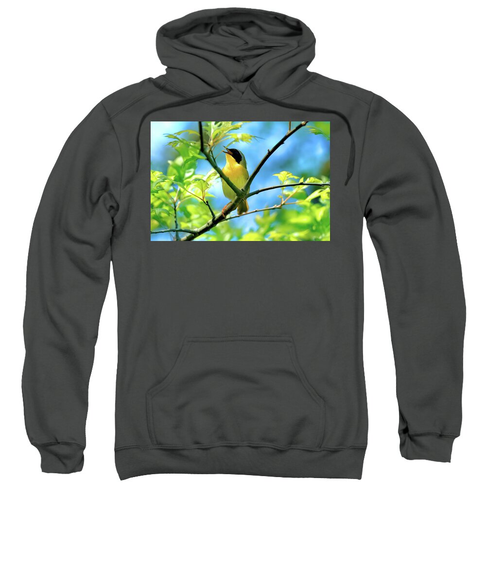 Recent Sweatshirt featuring the photograph Common yellowthroat singing his little heart out by Geraldine Scull