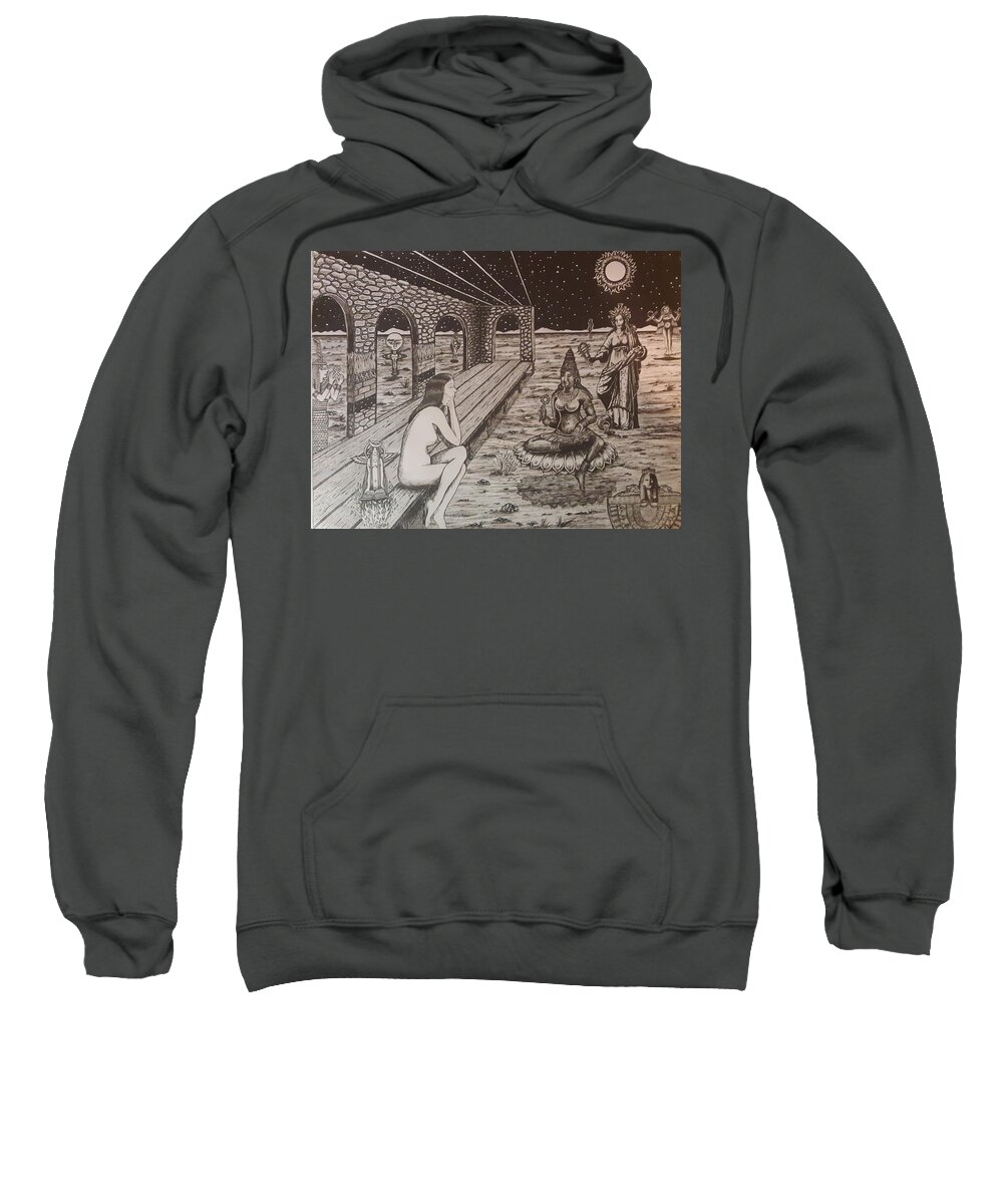  Sweatshirt featuring the painting Contemplating the Goddess Within by James RODERICK