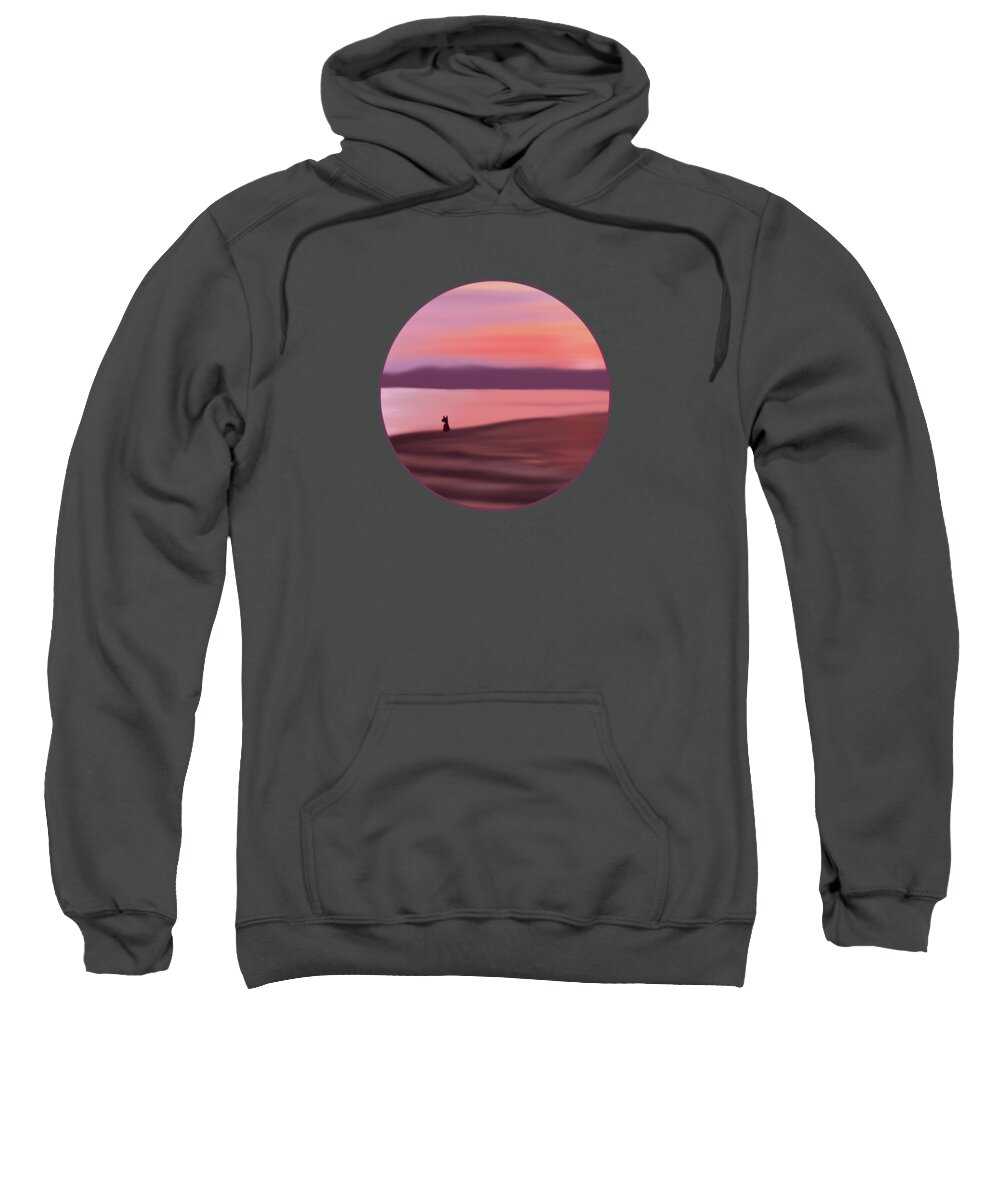 Contemplation Sweatshirt featuring the painting Canine Contemplation at the Beach by Barefoot Bodeez Art