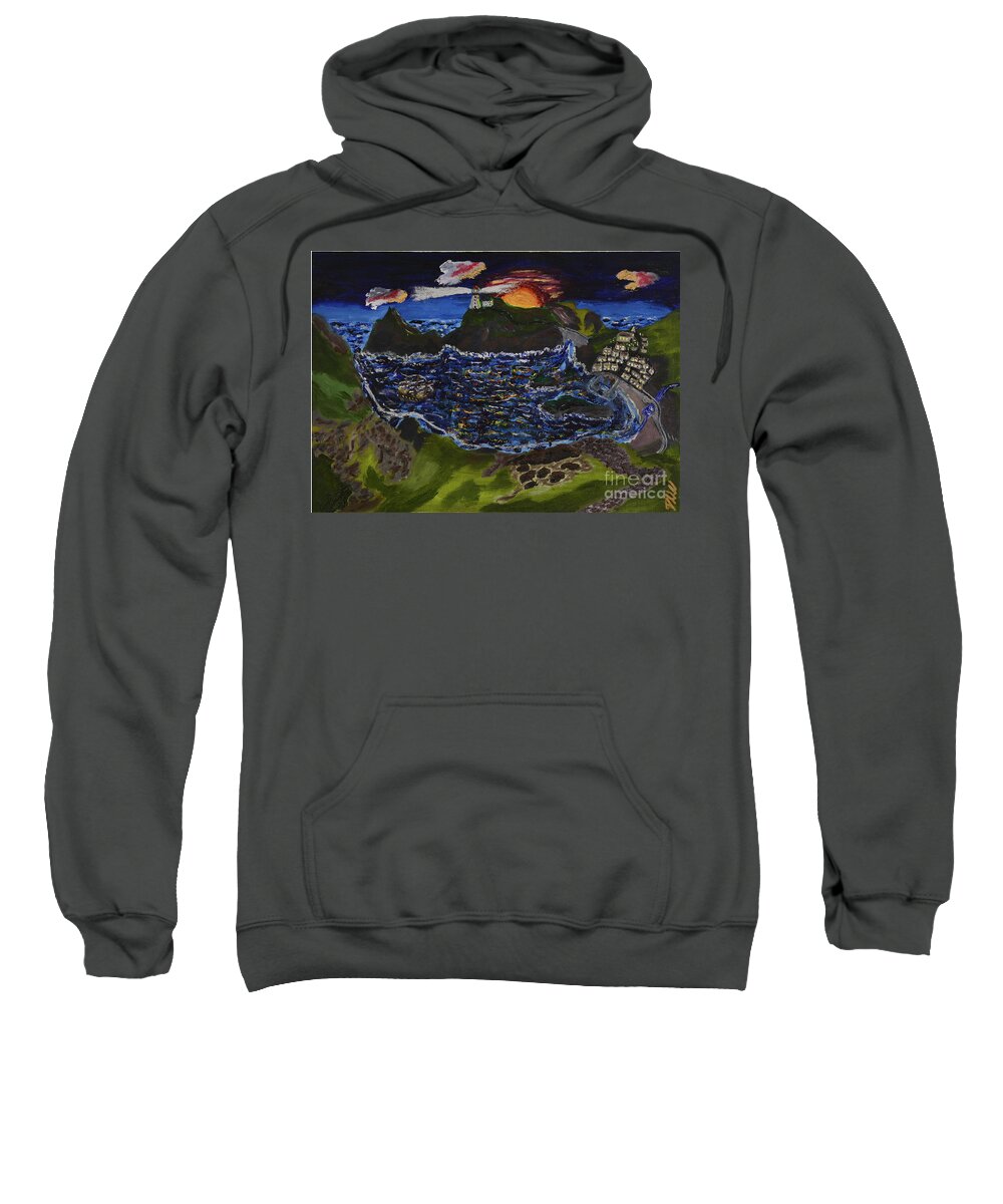 England Sweatshirt featuring the painting Cornwall 1700's by David Westwood