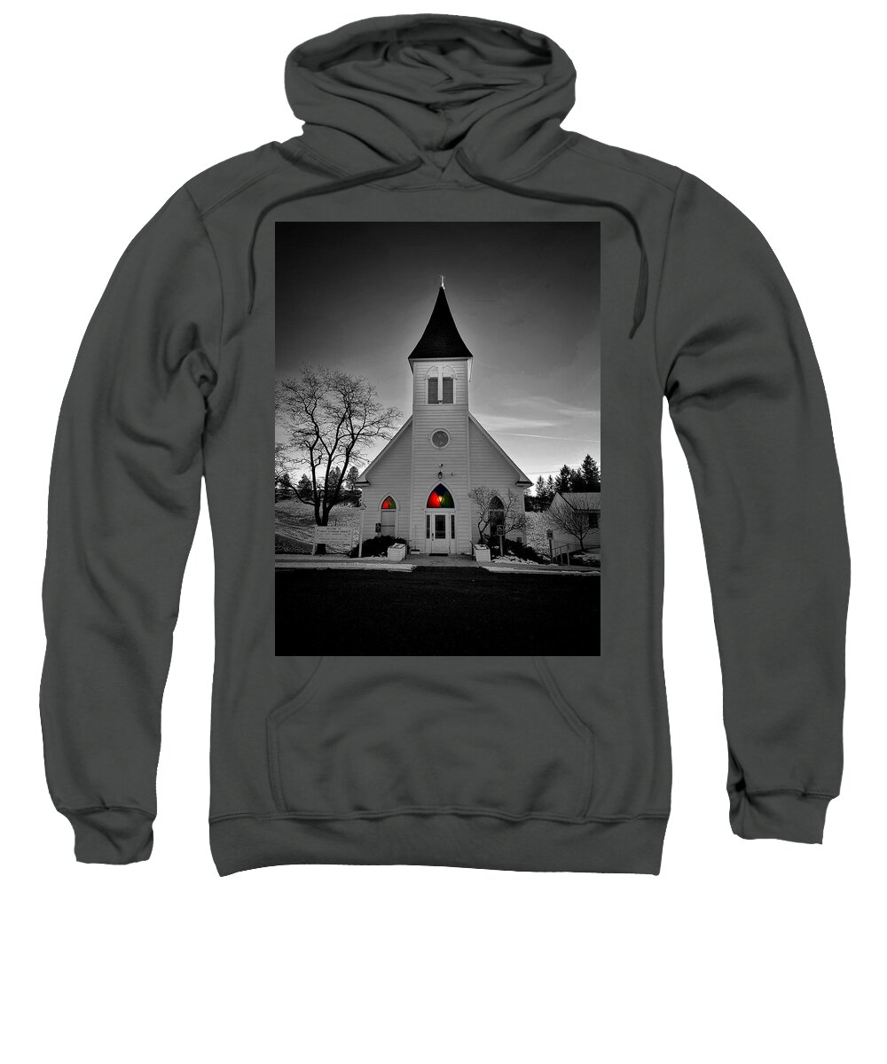 Selective Color Sweatshirt featuring the photograph Country Church by Jerry Abbott