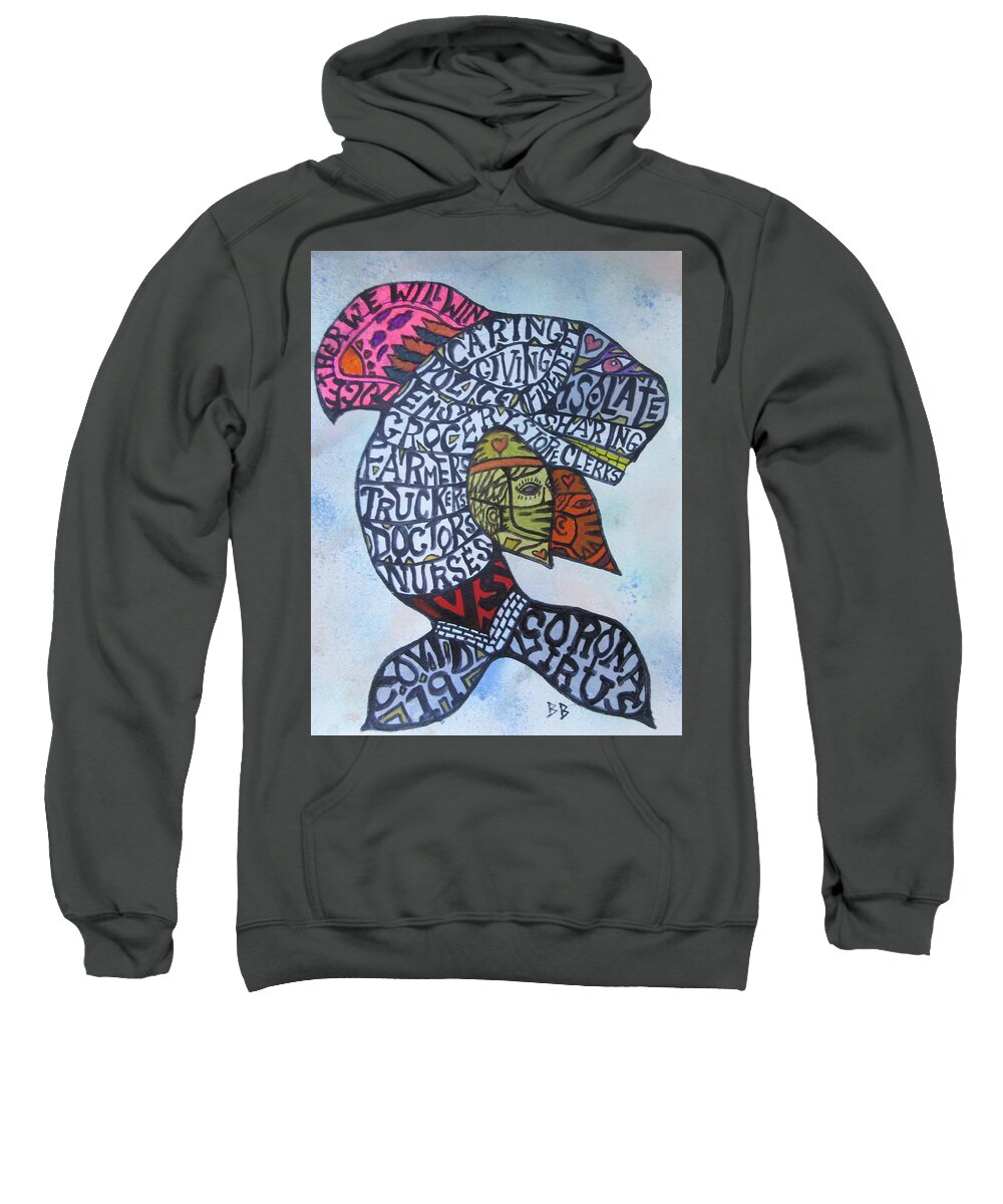 Whale Animal Nurses Truckers Grocery Store Clerks Sweatshirt featuring the mixed media Covid 19 Spirit Whale by Bradley Boug