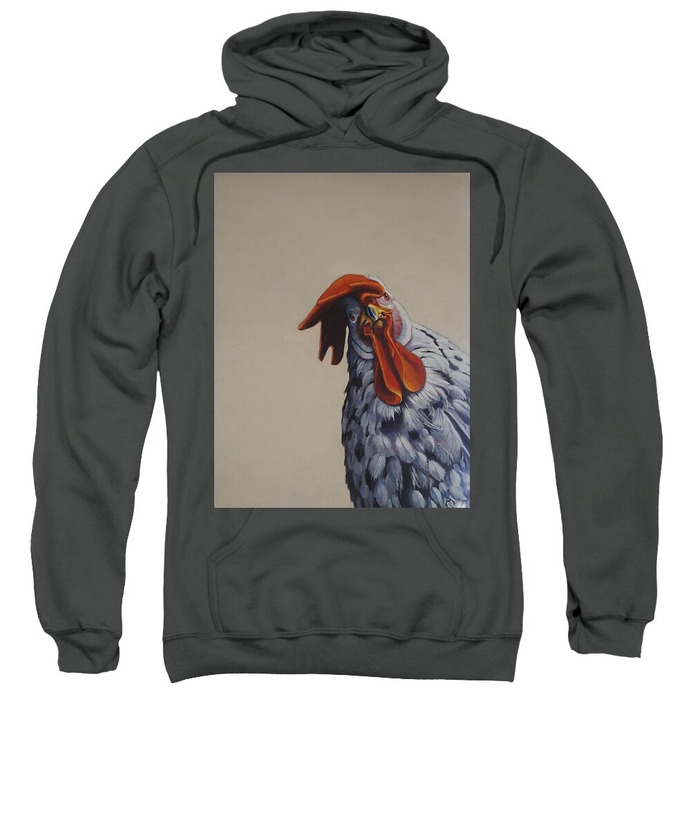 Rooster Sweatshirt featuring the painting Crossing The Road Will Change Your Life by Jean Cormier