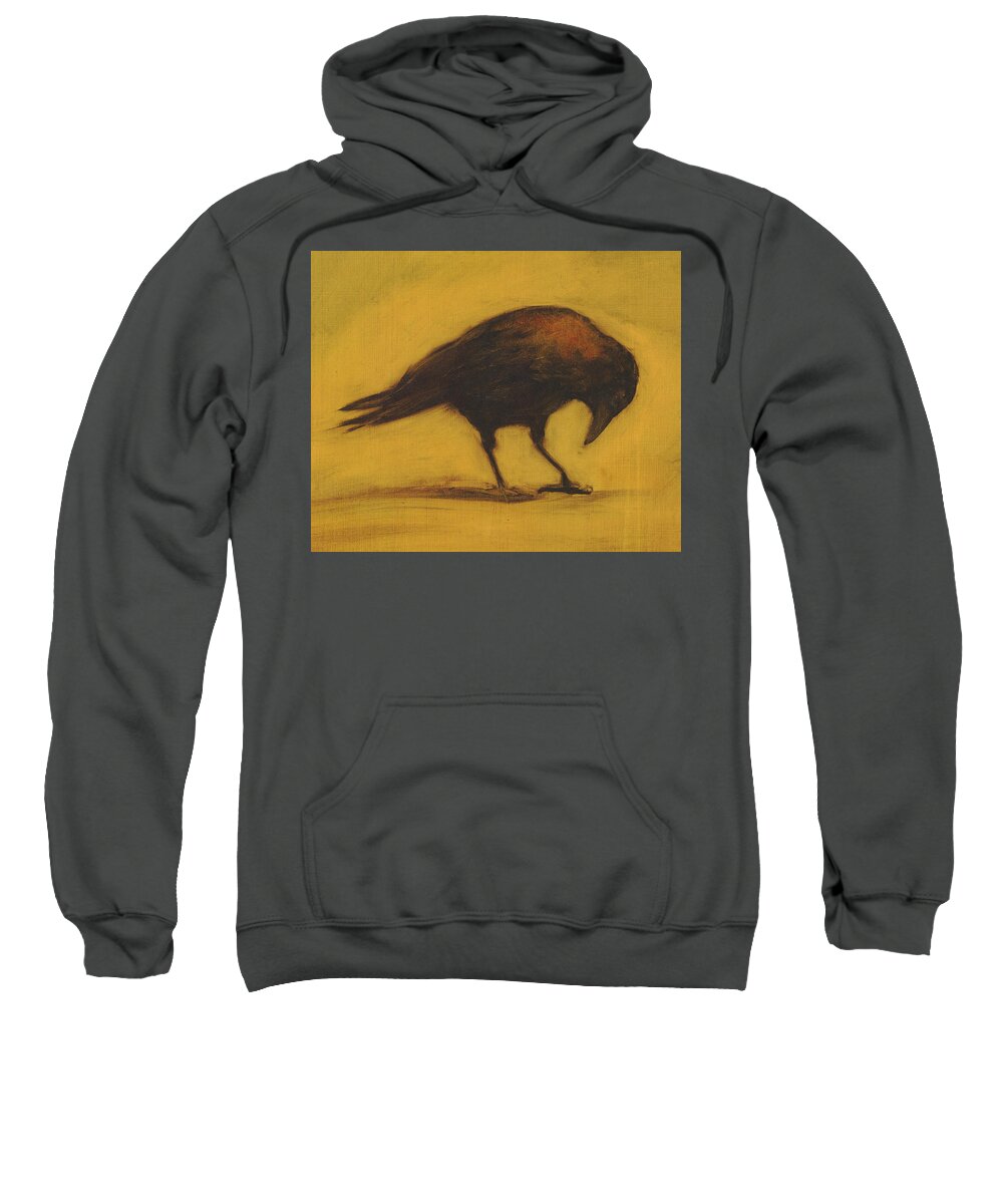 Crow Sweatshirt featuring the painting Crow 11 cropped version by David Ladmore