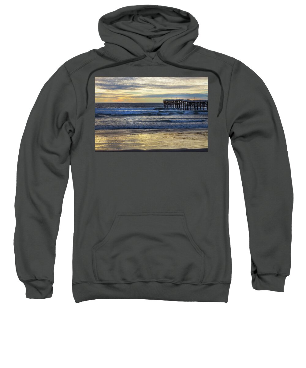 Crystal Pier Sweatshirt featuring the photograph Crystal Pier Pacific Beach by Alison Frank