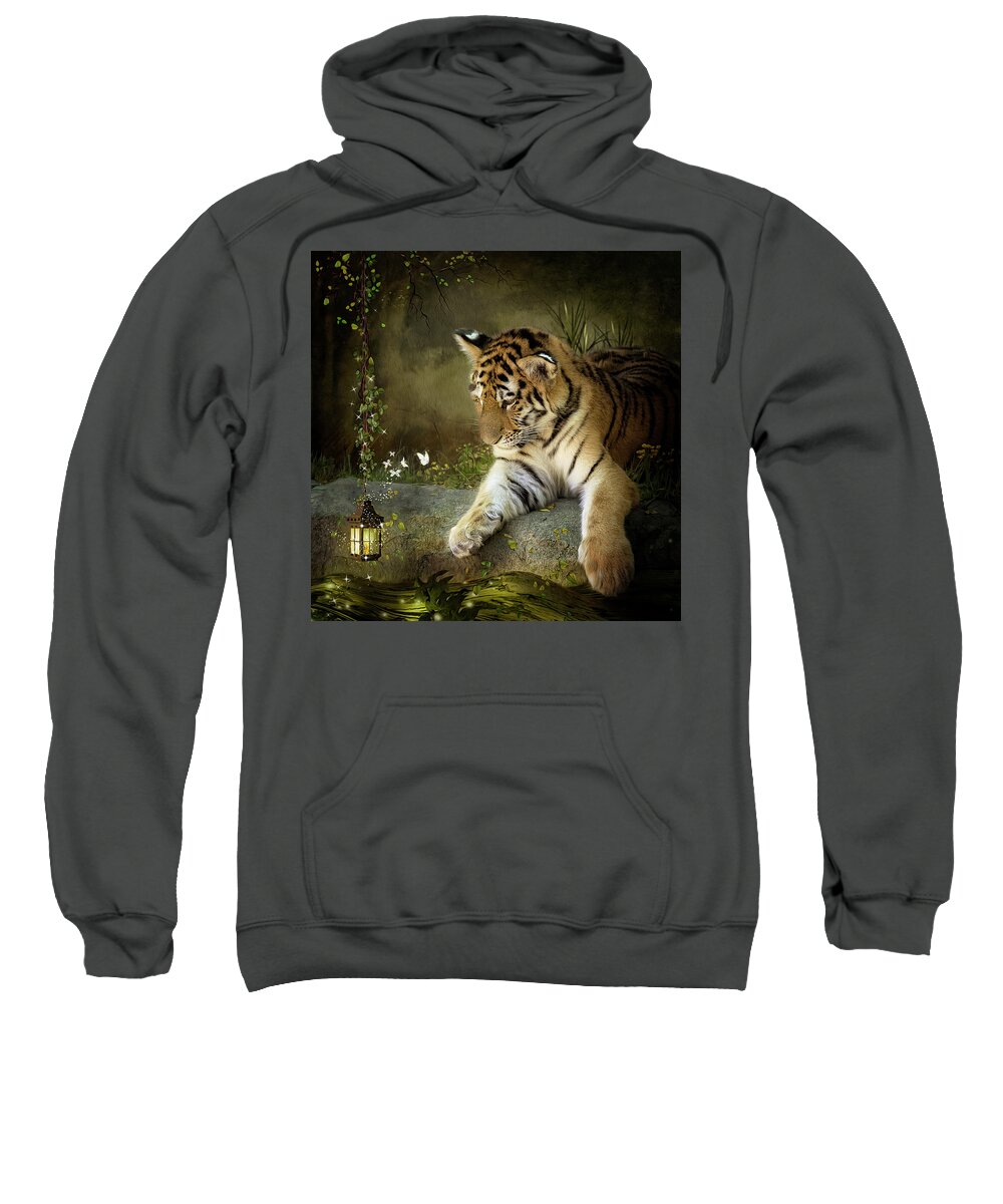 Tiger Sweatshirt featuring the digital art Curiosity by Maggy Pease