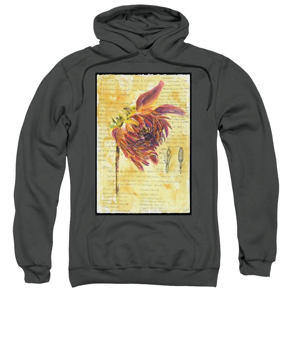 Dahlia Art Sweatshirt featuring the painting Dahlia 01 by Sarah Arace