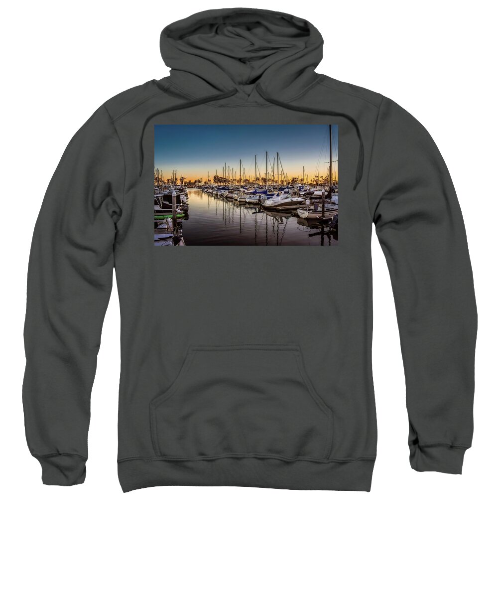 Dana Point Sunset Sweatshirt featuring the photograph Dana Point Harbor at the Blue Hour by Rebecca Herranen
