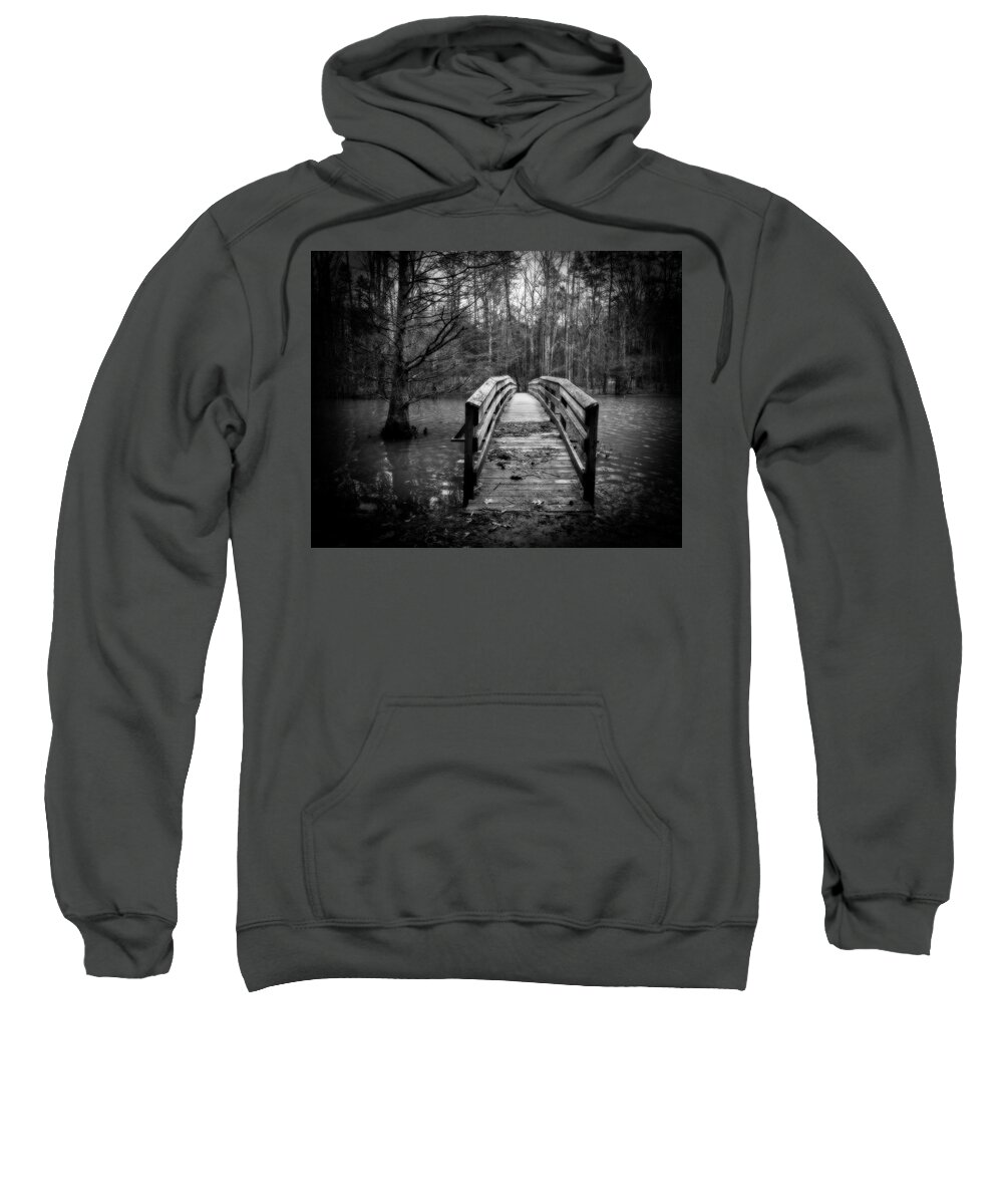 Footbridge Sweatshirt featuring the photograph Dark Crossing by Alan Raasch