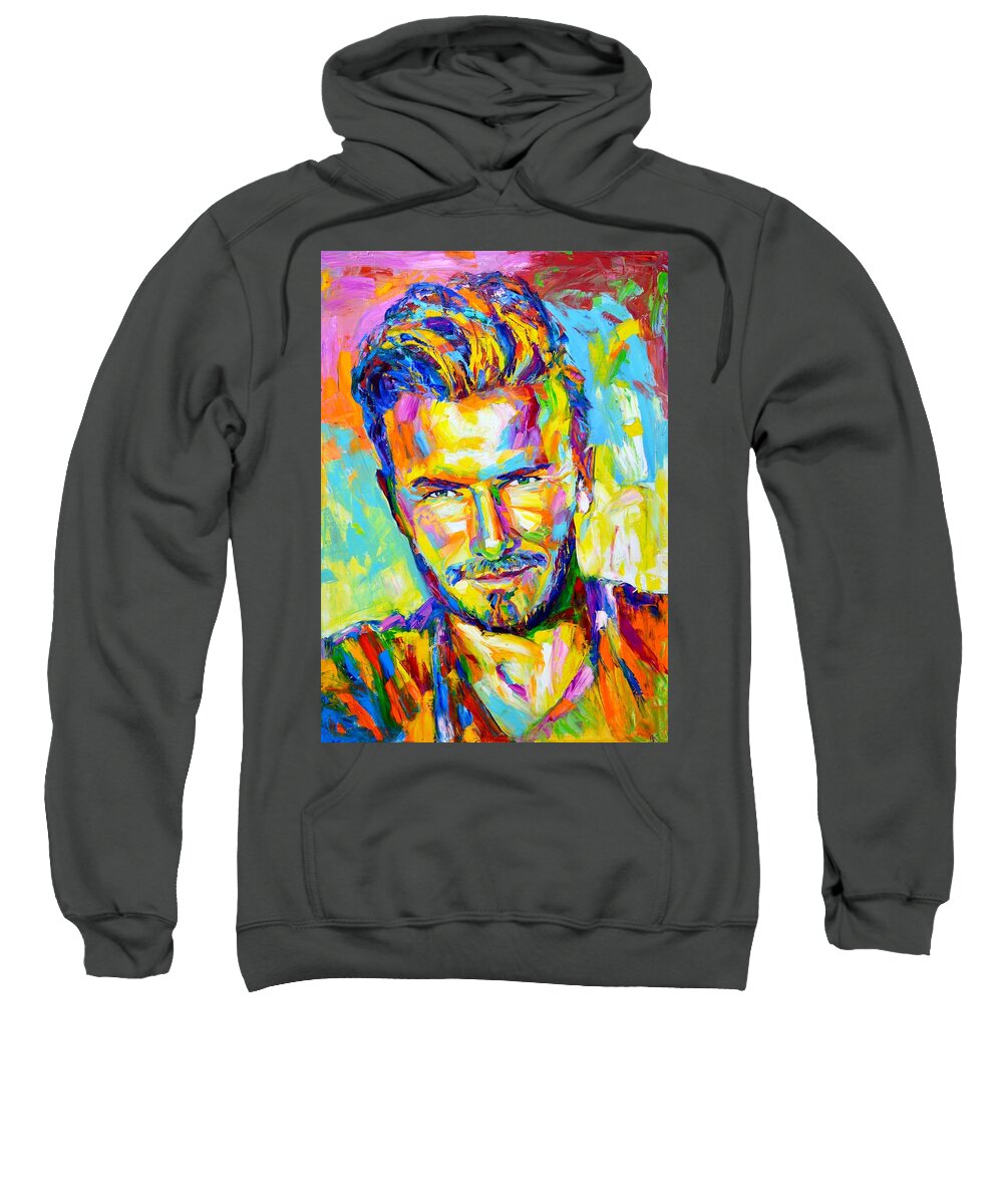 David Robert Joseph Beckham Sweatshirt featuring the painting David Beckham by Iryna Kastsova