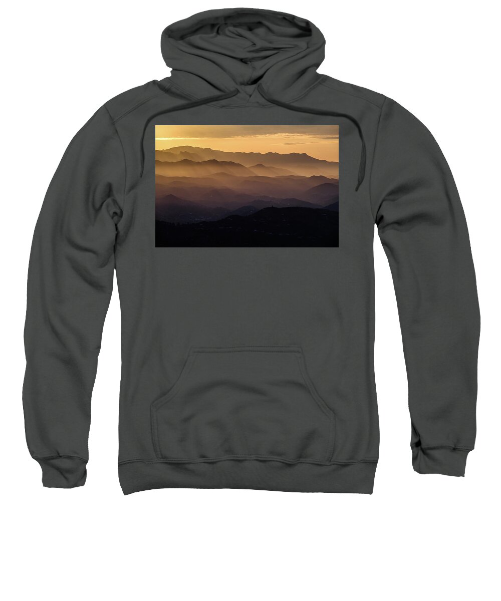 Almijara And Alhama Sweatshirt featuring the photograph Dawn in the Sierra Tejeda mountains by Gary Browne