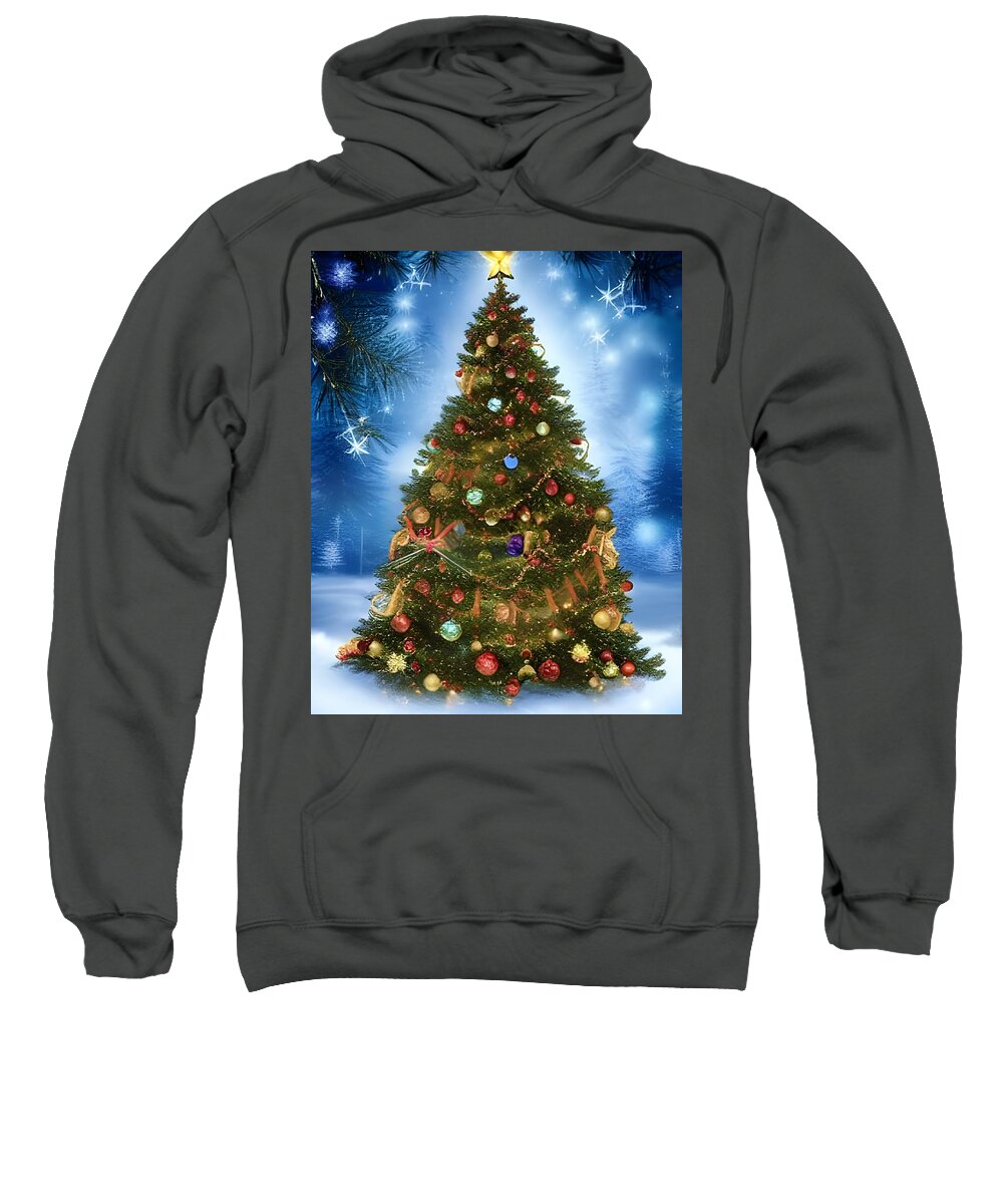 Christmas Tree Sweatshirt featuring the digital art Decorated Tree by Katrina Gunn