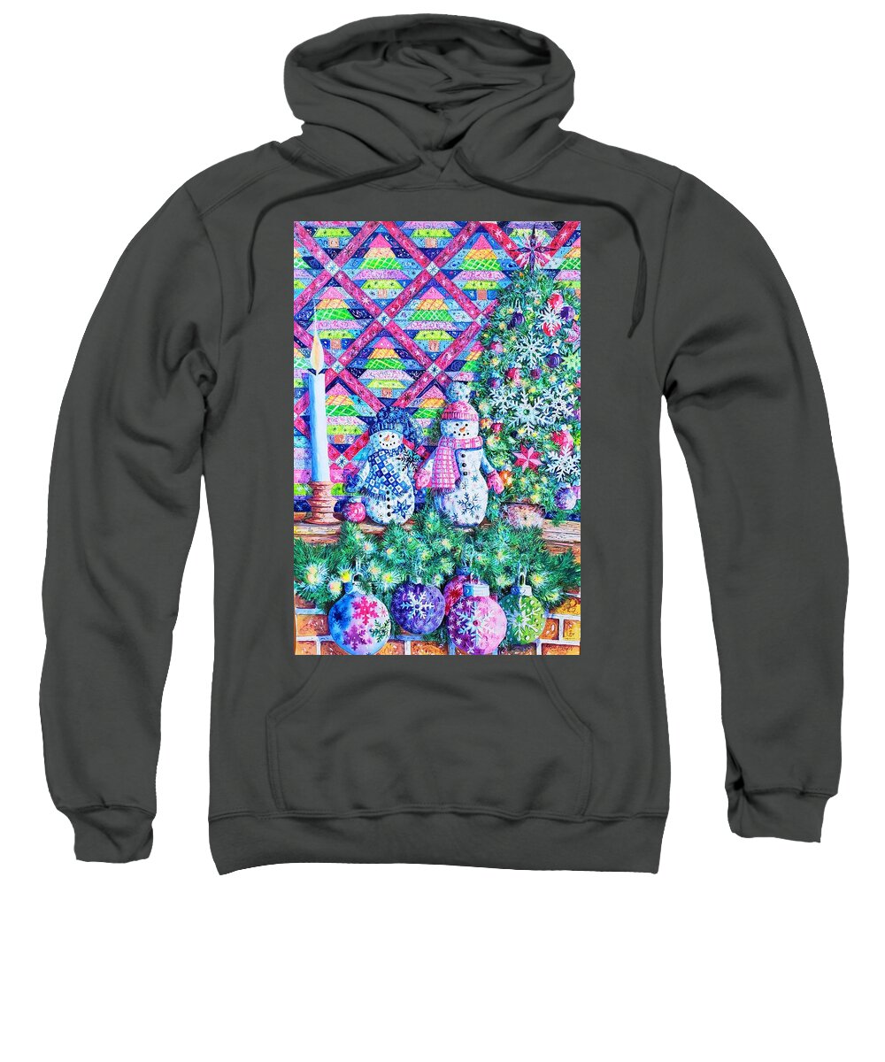 Quilt Sweatshirt featuring the painting Decorating for Christmas by Diane Phalen