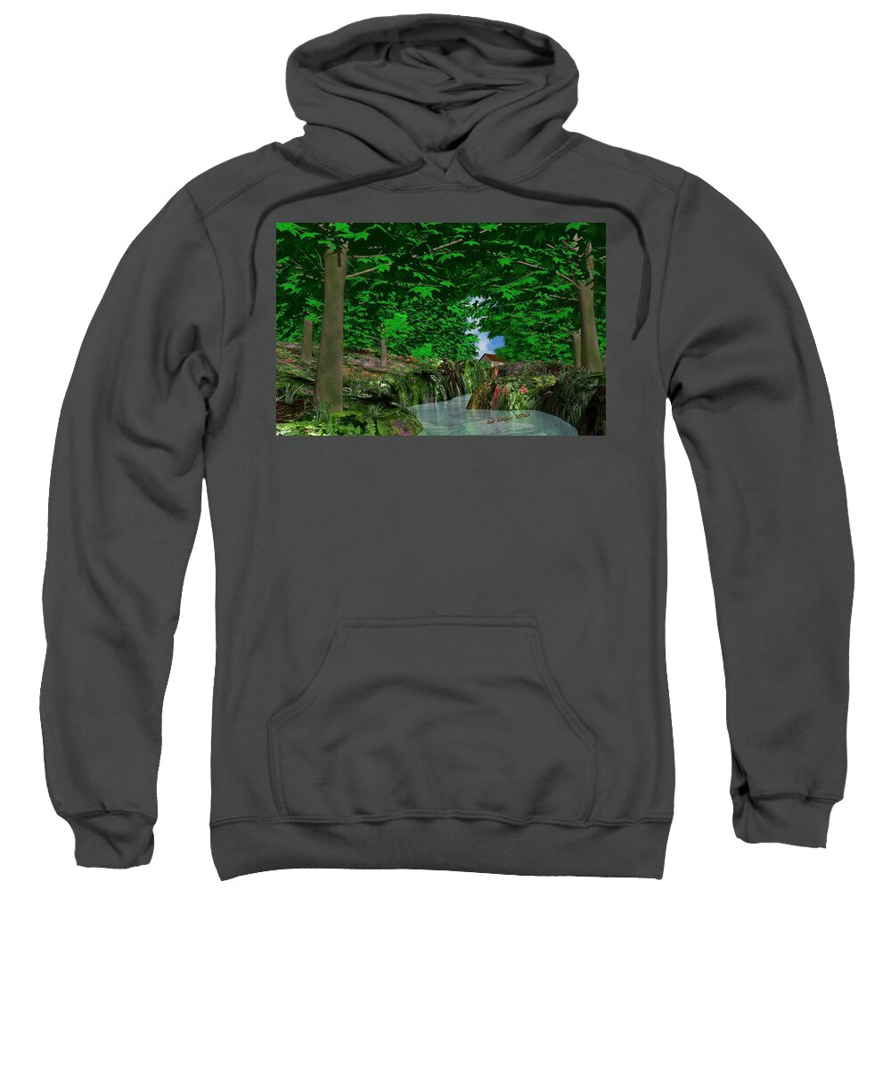 Digital Woods Summer Seasonal Sweatshirt featuring the digital art Deep Woods by Bob Shimer