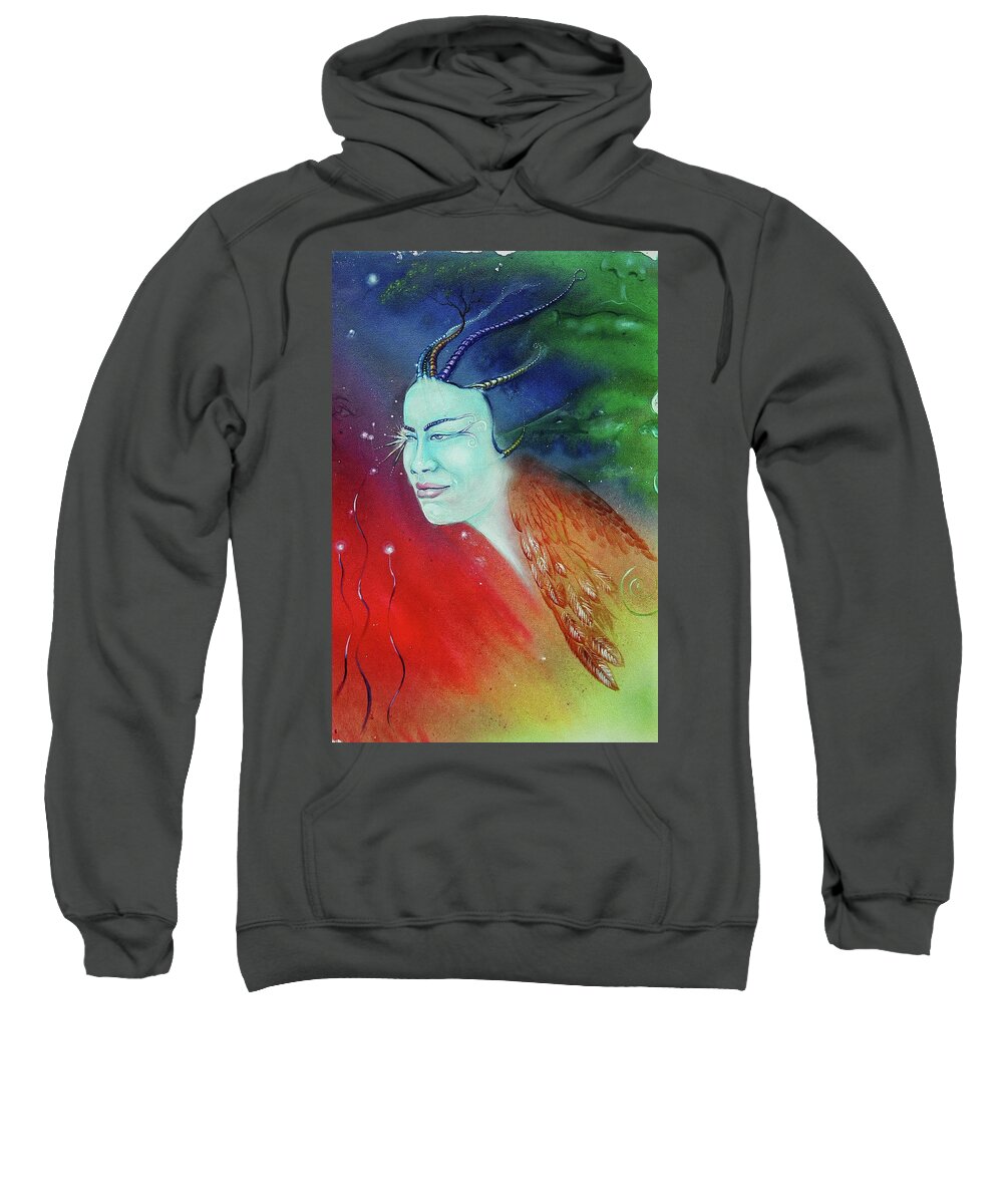 Face Masks Sweatshirt featuring the painting Determination by Sofanya White