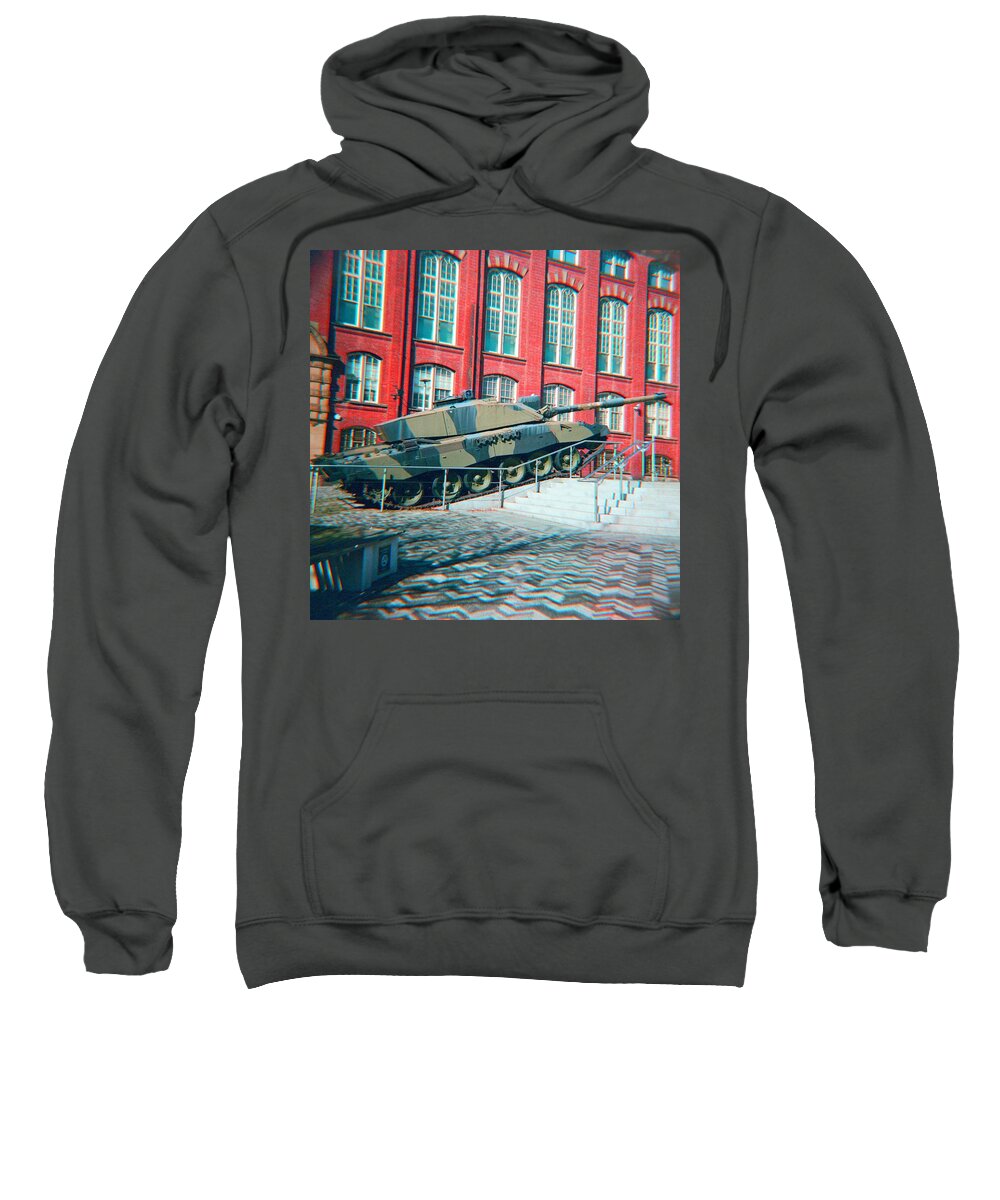 Tank Sweatshirt featuring the photograph Discovering a tank in the toon by Justin Farrimond