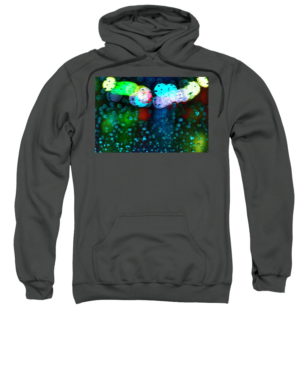 Photo Sweatshirt featuring the photograph Distorted Light and Rain by Evan Foster