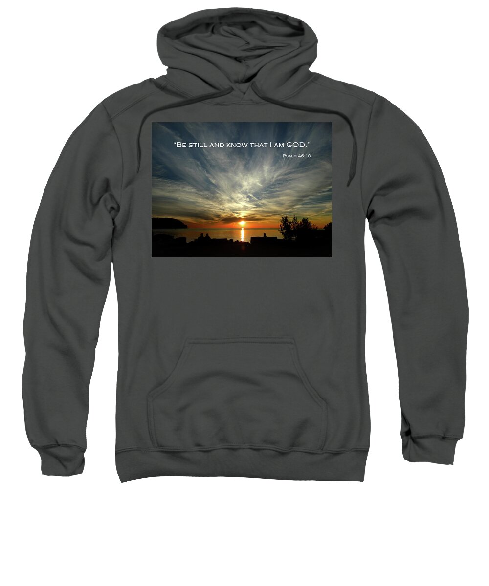 Sunset Sweatshirt featuring the photograph Sister Bay Sunset - Psalm 46 by David T Wilkinson
