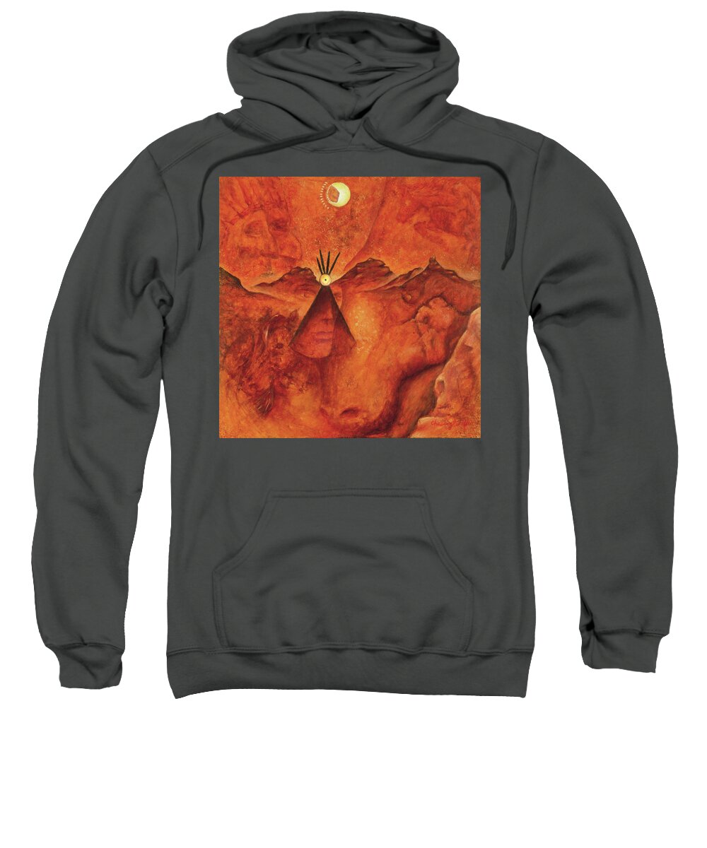 Native American Sweatshirt featuring the painting Doorways by Kevin Chasing Wolf Hutchins