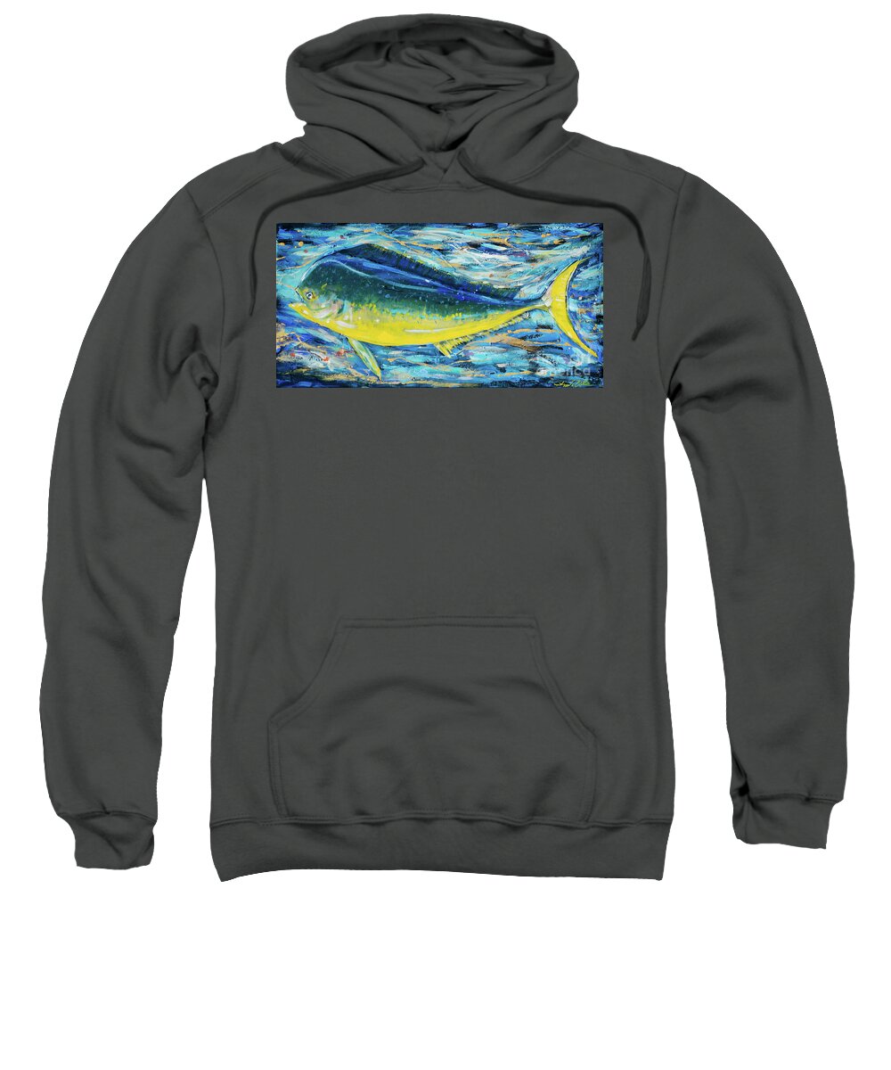 Ocean Sweatshirt featuring the painting Dorado by Linda Olsen