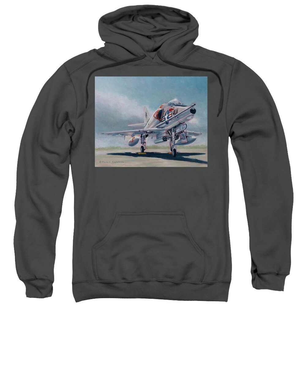 Aviator Sweatshirt featuring the painting Douglas A-4 Skyhawk by Douglas Castleman