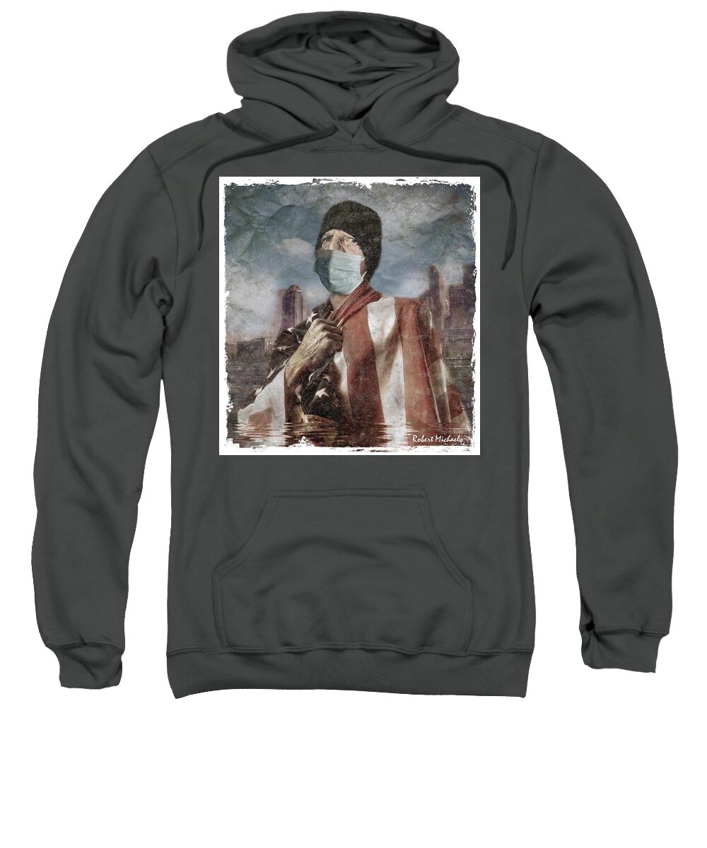 Mask Sweatshirt featuring the photograph Draped American Flag by Robert Michaels