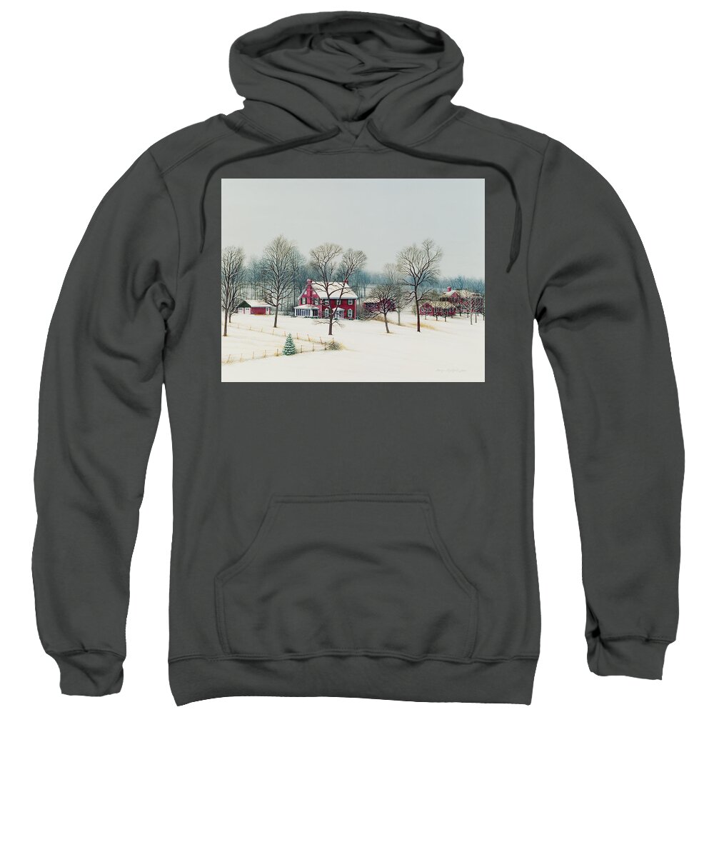 Architectural Landscape Sweatshirt featuring the painting Drumm Farm, Independence, MO, Wintertime by George Lightfoot