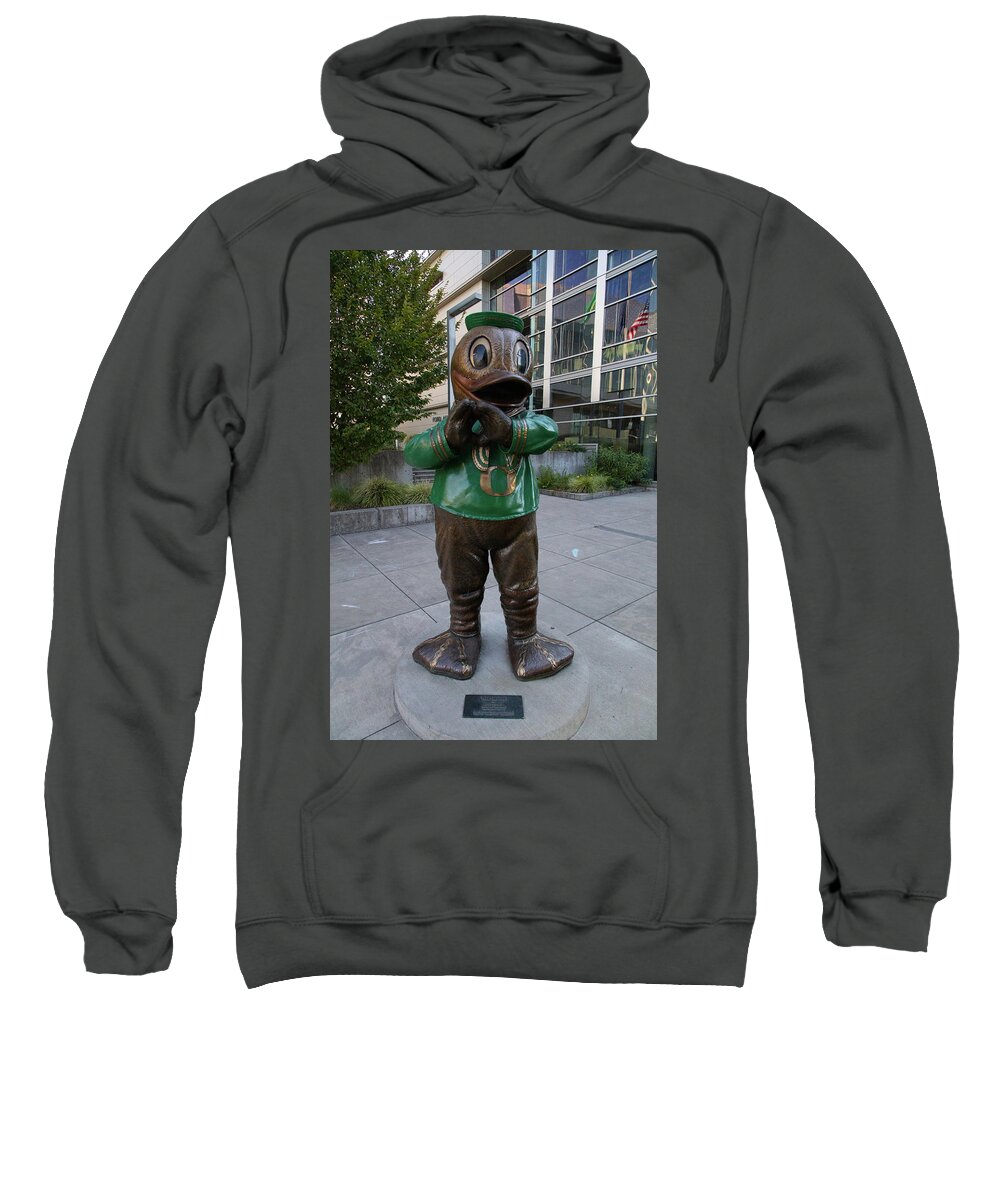 University Of Oregon Ducks Sweatshirt featuring the photograph Duck statue at the University of Oregon by Eldon McGraw